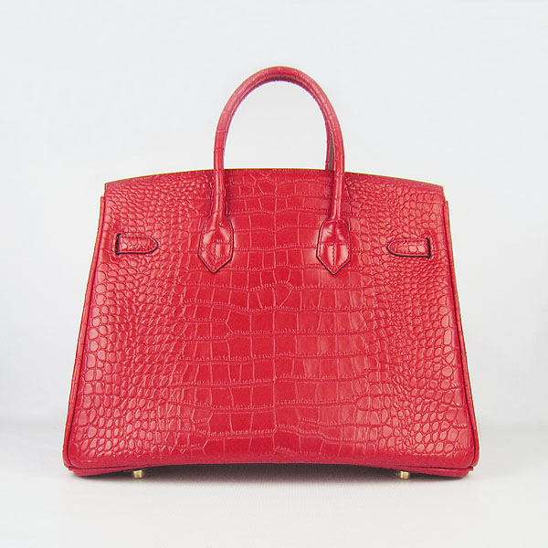 High Quality Fake Hermes Birkin 35CM Crocodile Veins Leather Bag Red 6089 - Click Image to Close